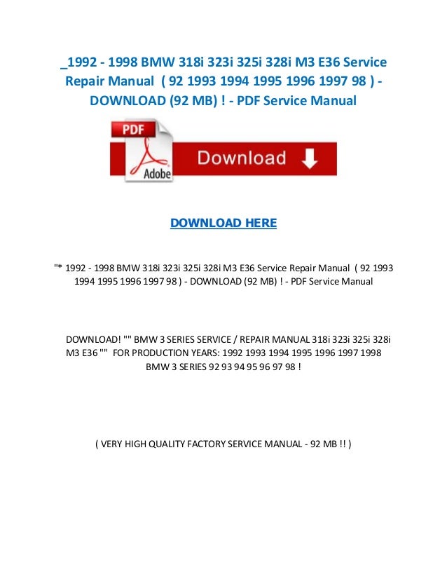 Bmw E36is Workshop Manual