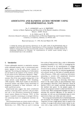 Associative and random access memory using one-dimentional maps