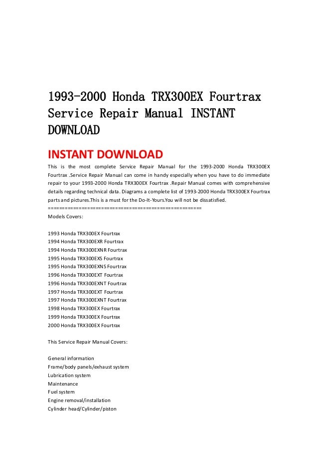 Honda 300Ex Repair Manual