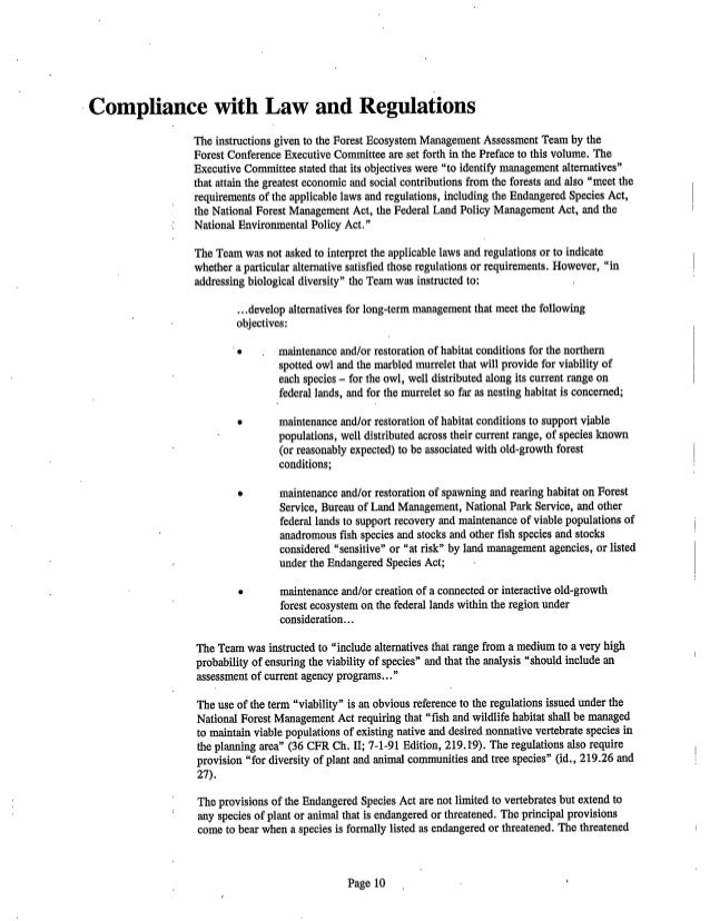 Summary Of Forest Ecosystem Management Assessment Report Femat 199
