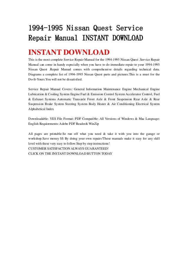 Nissan quest manual
