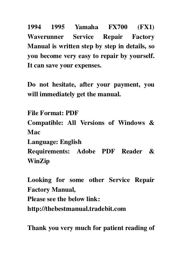 1990 Yamaha Waverunner Lx Service Manual