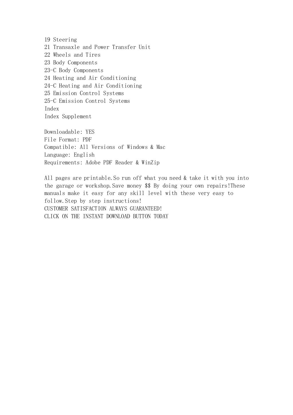 1994 dodge caravan service repair workshop manual instant download