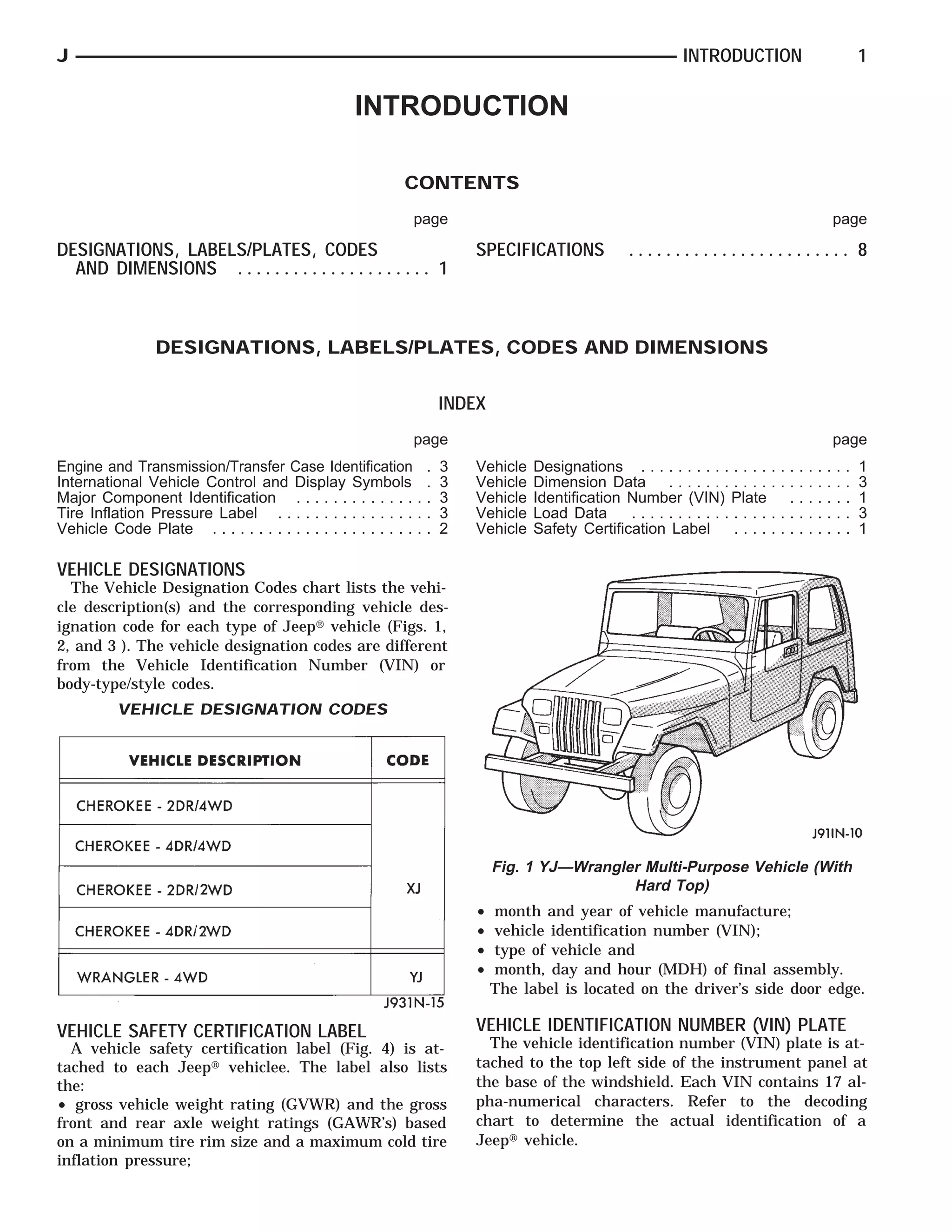 1994 Jeep Wrangler Owner's Manual – Original Factory Book With Fuse & Fluid Info