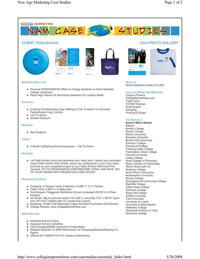 Fedex kinkos case study nam youth college marketing college