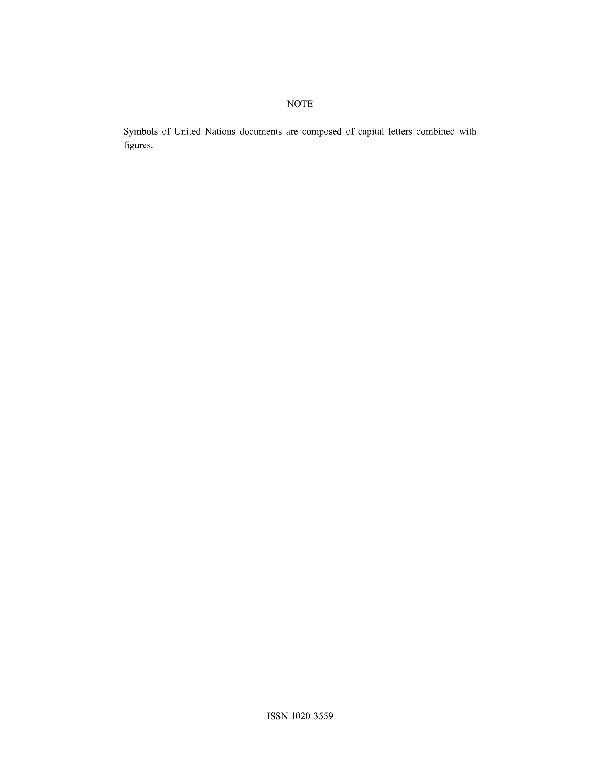 NOTE
Symbols of United Nations documents are composed of capital letters combined with
figures.
ISSN 1020-3559
 