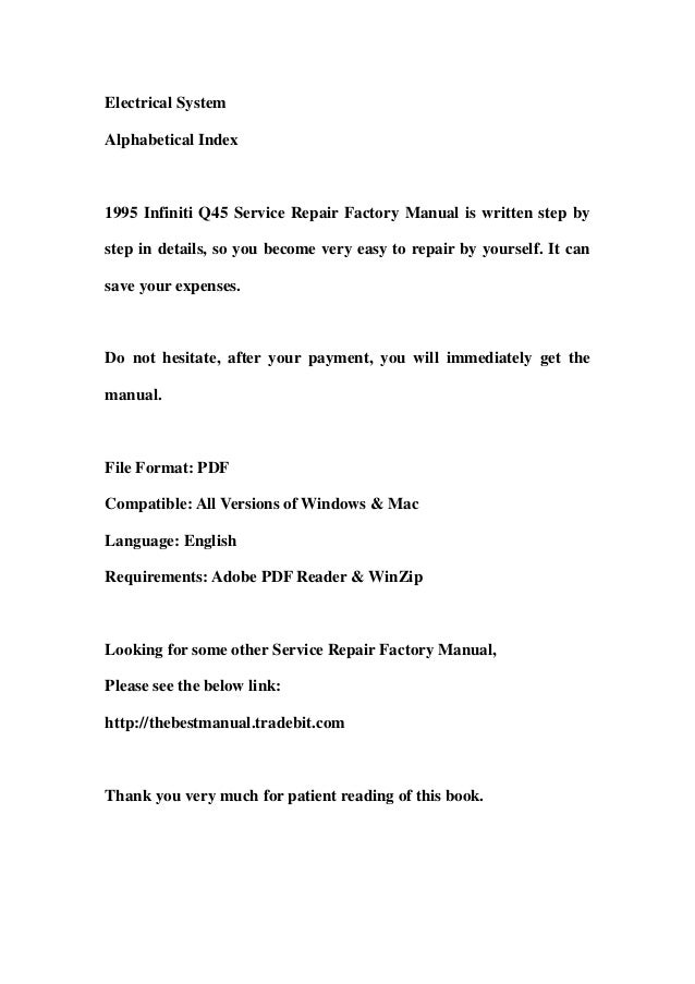 1995 infiniti q45 service repair factory manual instant download