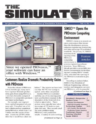 Simsci Newsletter1995 Quarter1