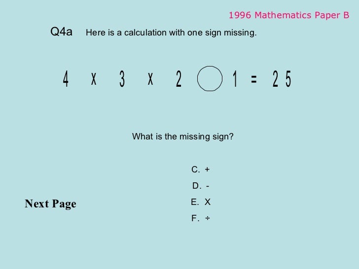 Interactive Voting - 1996 mathematics paper b