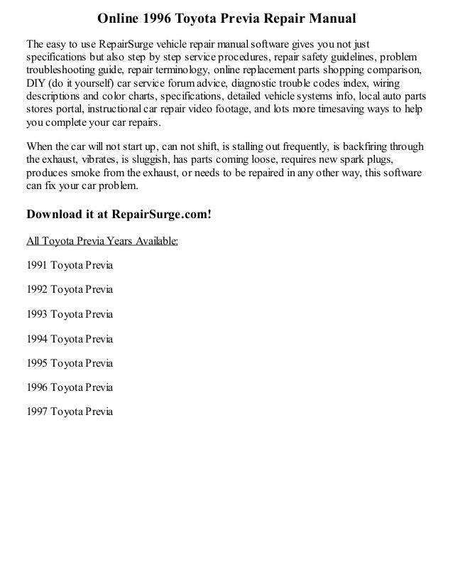 1991 toyota previa repair manual pdf