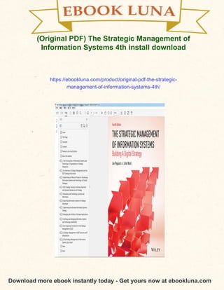 (Original PDF) The Strategic Management of Information Systems 4th | PDF