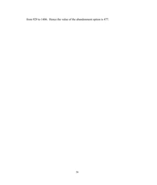 from 929 to 1406. Hence the value of the abandonment option is 477.
58
 