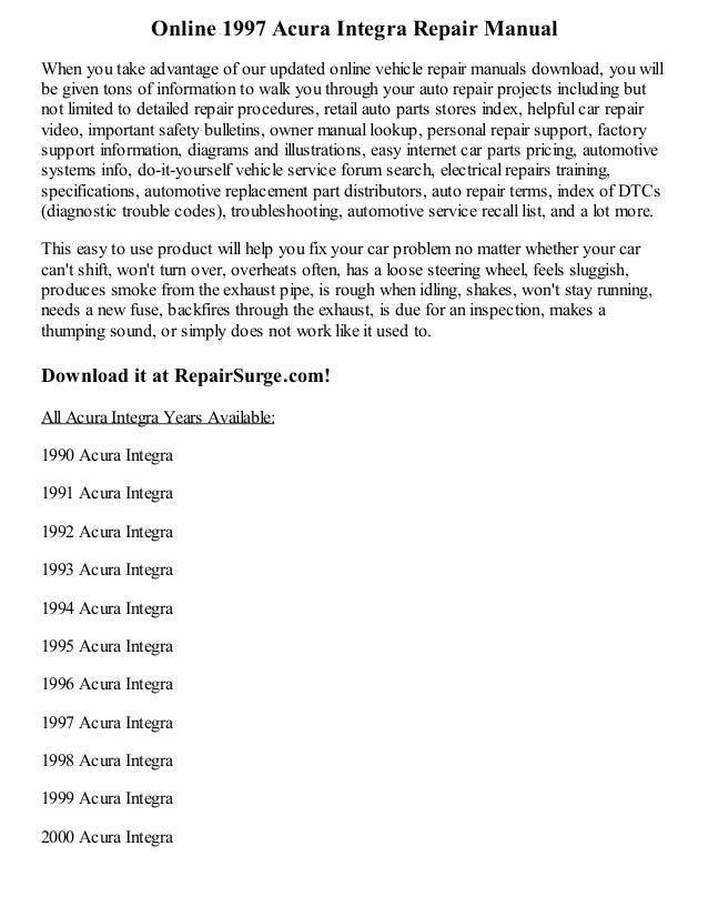 Above Integra Repair Manual Download Above Integra Repair Manual Download