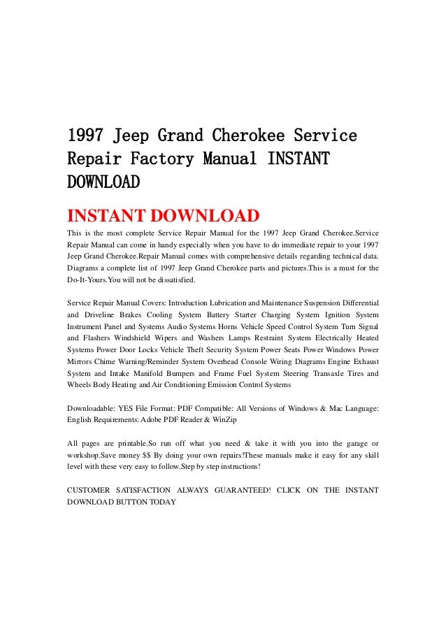 1997 Jeep Grand Cherokee Owners Manual Free Download