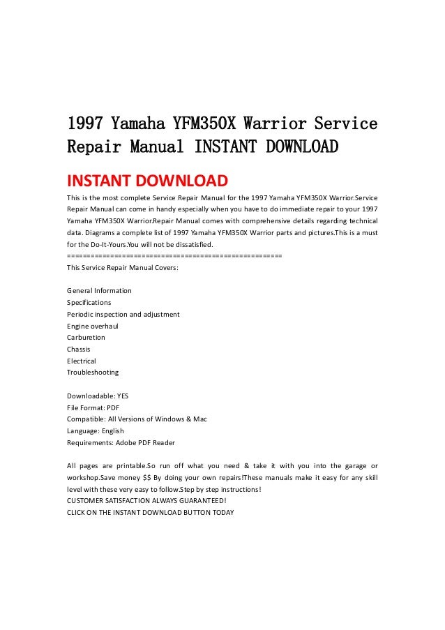Repair Manual For Yamaha Warrior