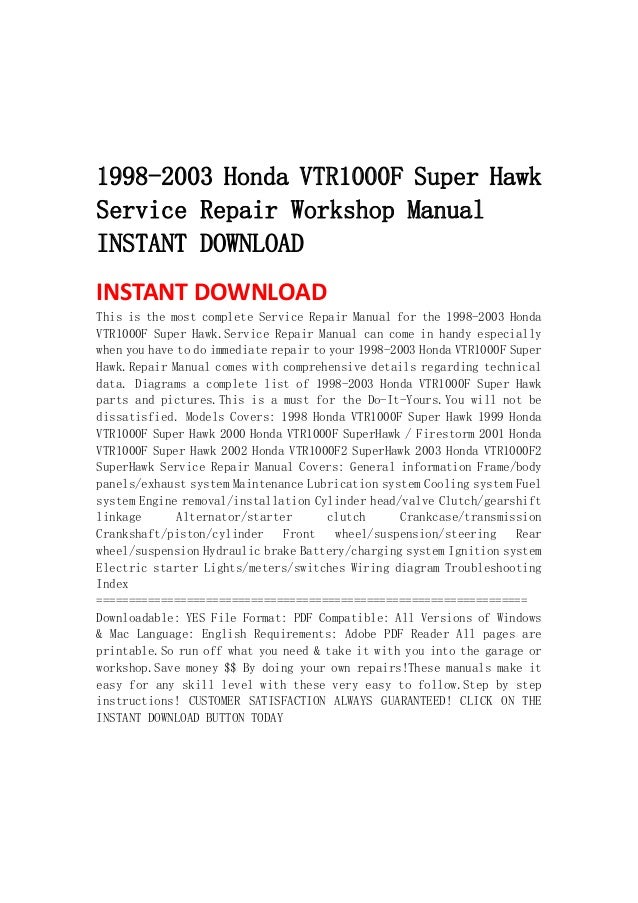 1998 Honda Vtr 1000 Wiring Diagram