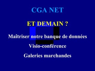 CGA NET Maîtriser notre banque de données Visio-conférence Galeries marchandes ET DEMAIN ? 