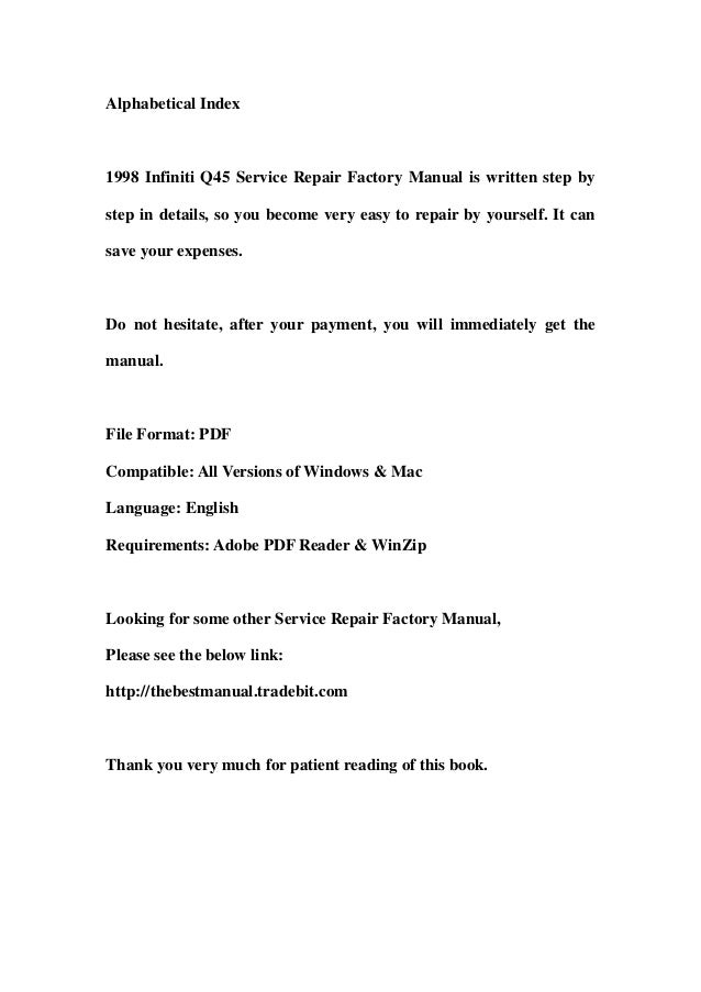 1998 infiniti q45 service repair factory manual instant download