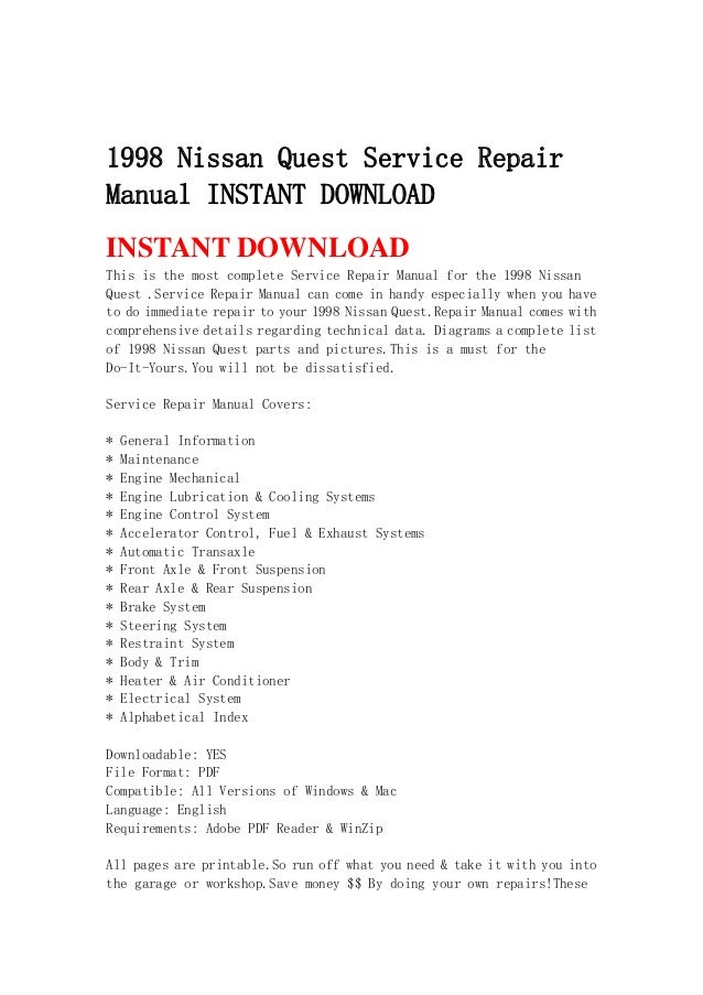 Nissan quest manual