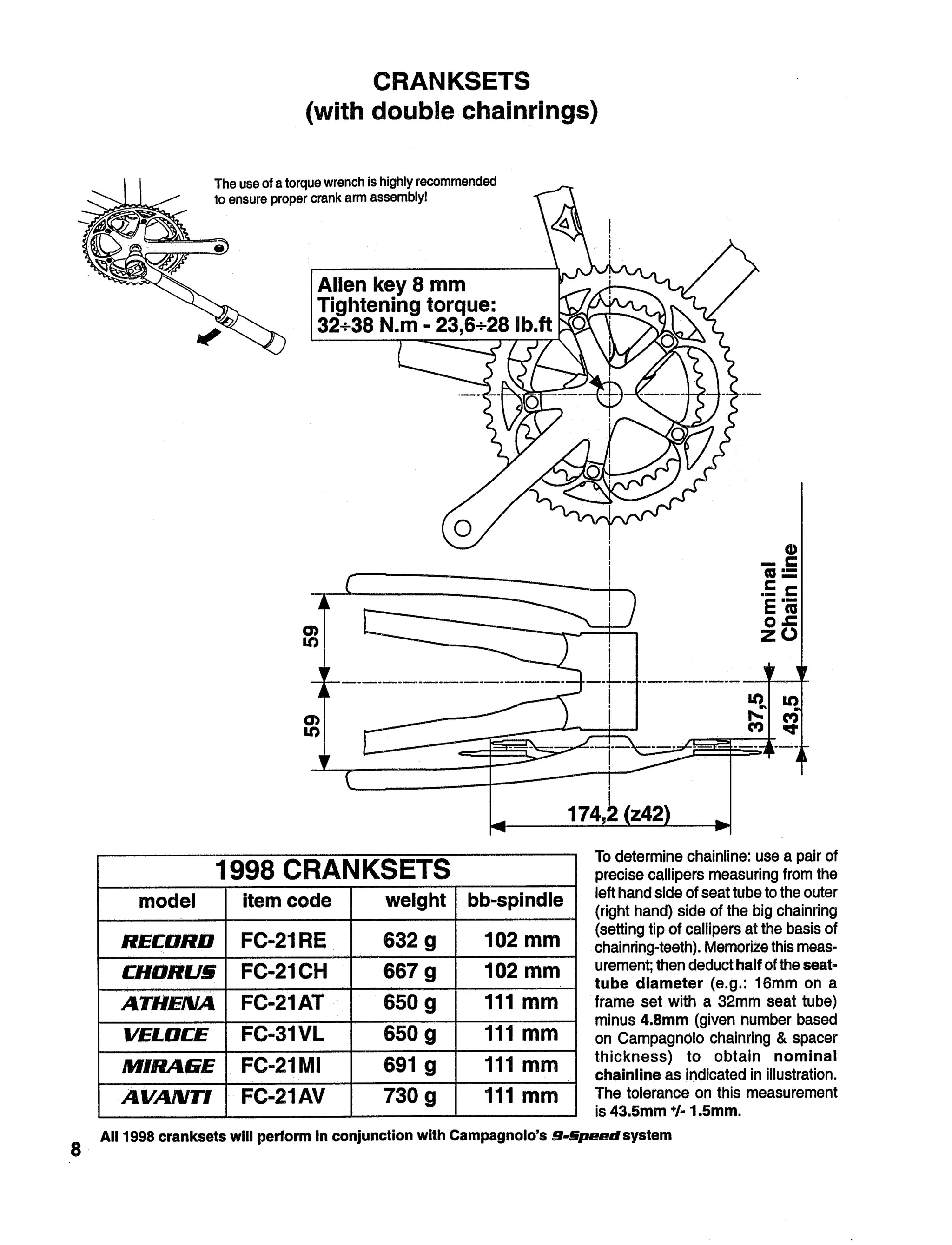 1998 tech specs bicicleta