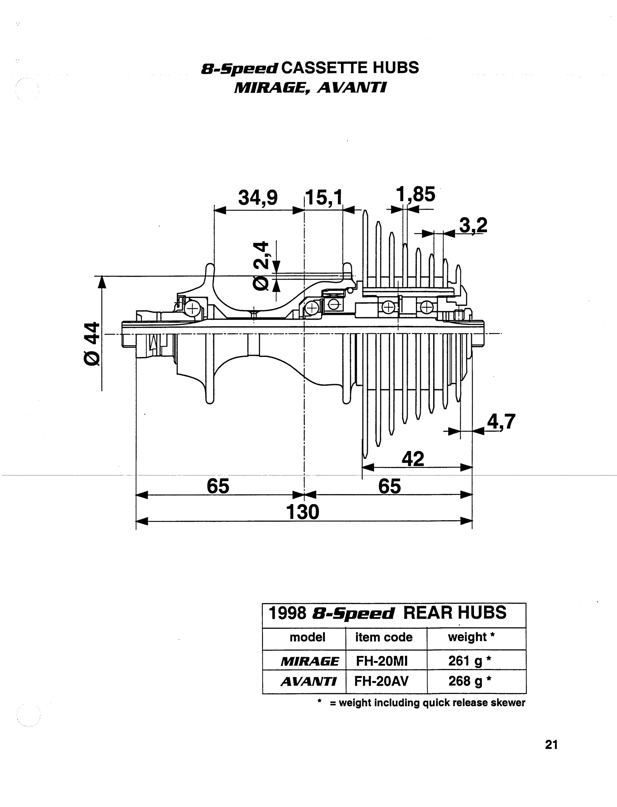 1998 tech specs bicicleta