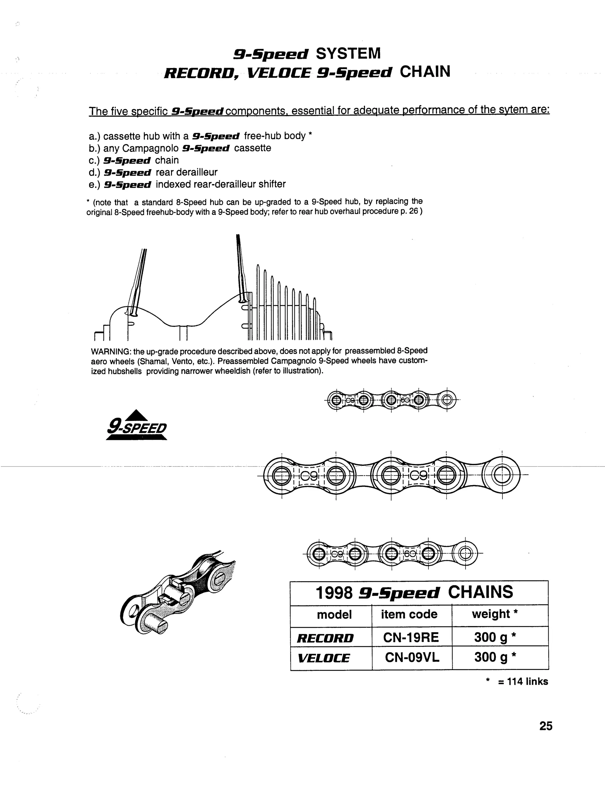 1998 tech specs bicicleta