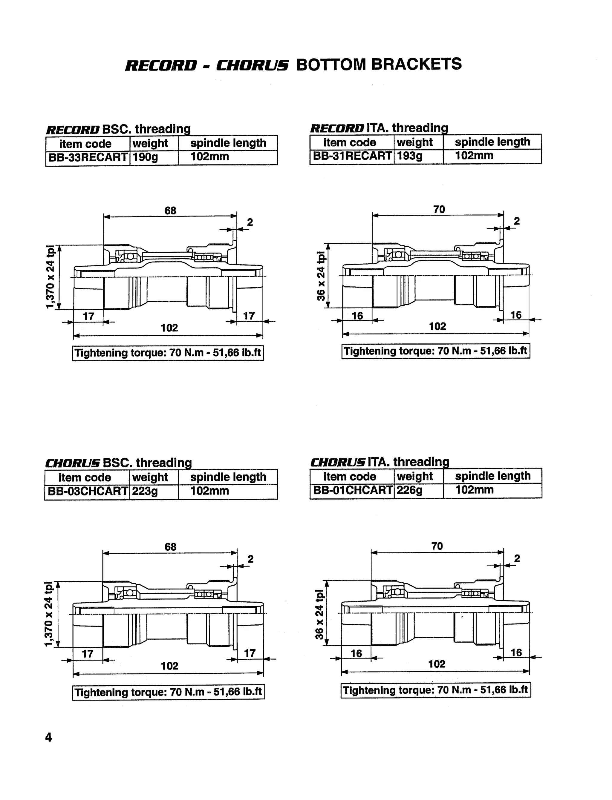 1998 tech specs bicicleta