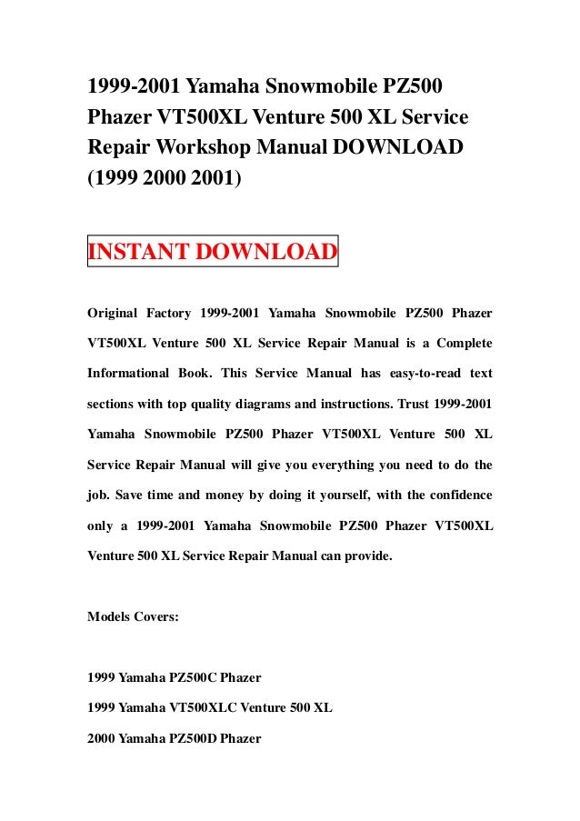 Yamaha Venture Snowmobile General Manual Yamaha Venture Snowmobile General Manual
