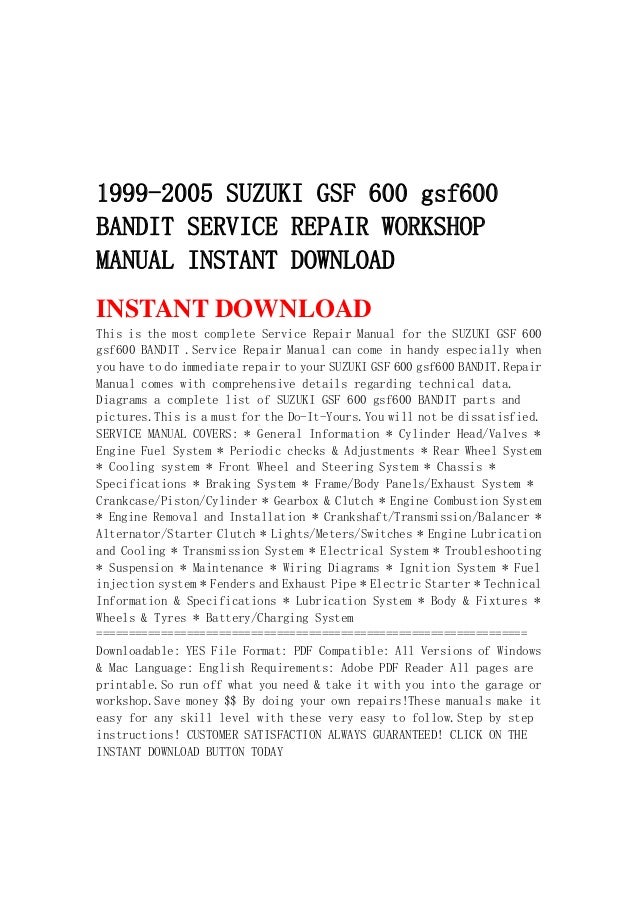 Suzuki Bandit 600 Manual Download