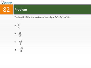 82   Problem

     The length of the latusrectum of the ellipse 5x2 + 9y2 = 45 is :


     a. 5
          3


     b. 10
              3


     c.   2 5
           5

              5
     d.       3
 