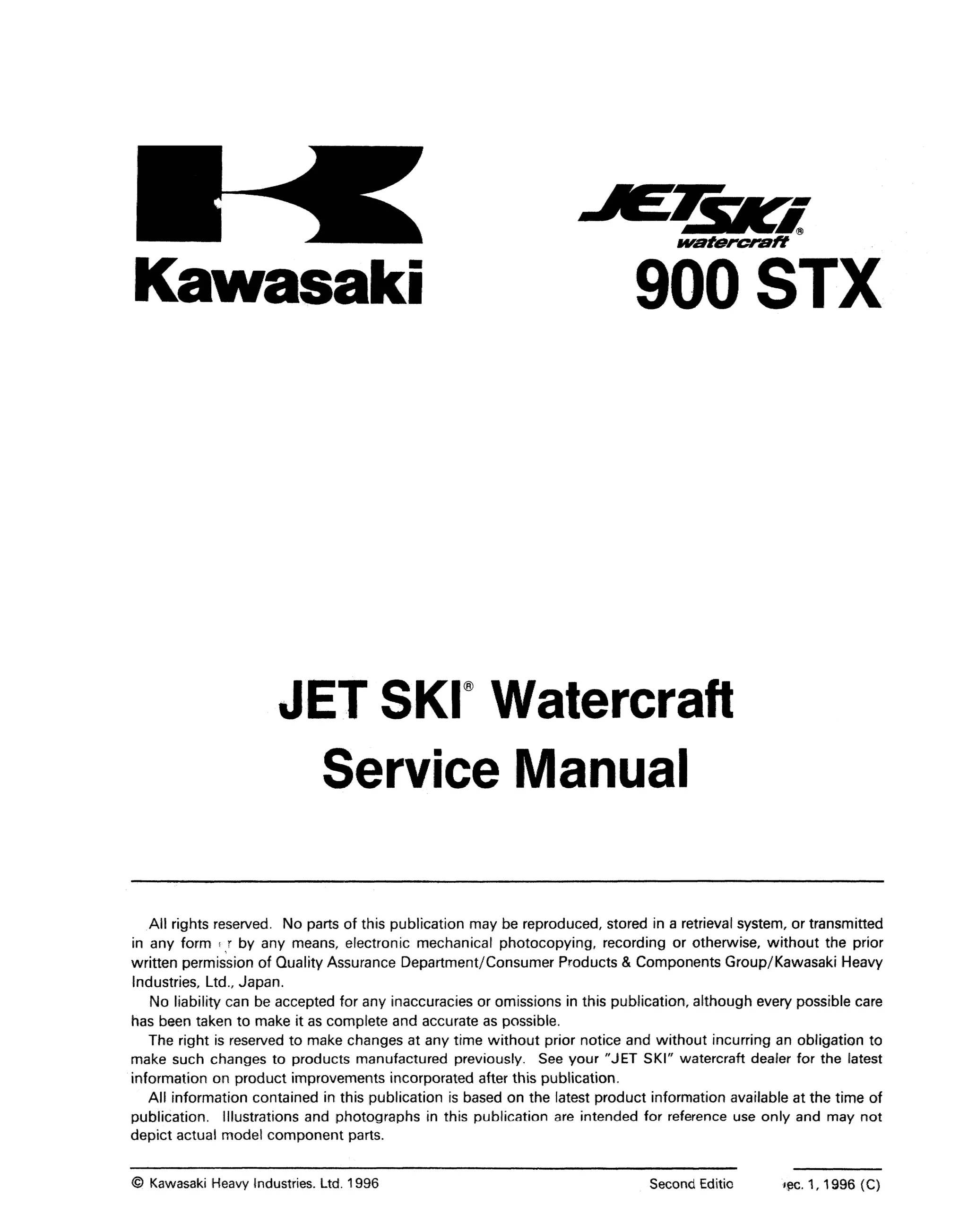 1999 kawasaki 900 stx jet ski service repair manual | PDF