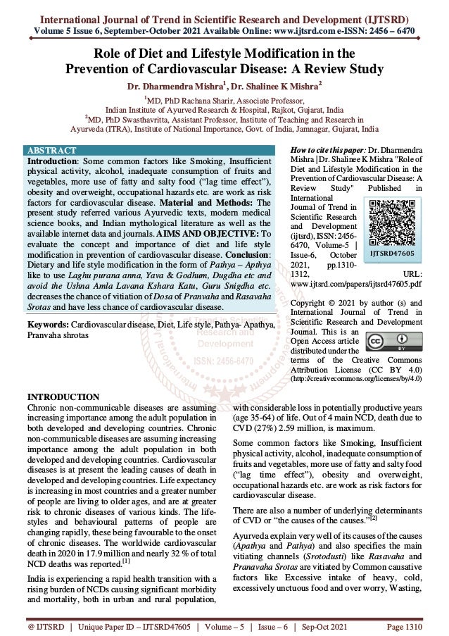 Role of Diet and Lifestyle Modification in the Prevention of ...