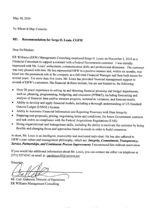 Serge Louis Recommendation Letter ERW