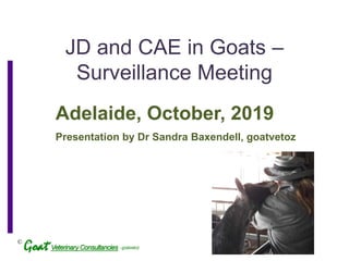 ©
JD and CAE in Goats –
Surveillance Meeting
Adelaide, October, 2019
Presentation by Dr Sandra Baxendell, goatvetoz
 
