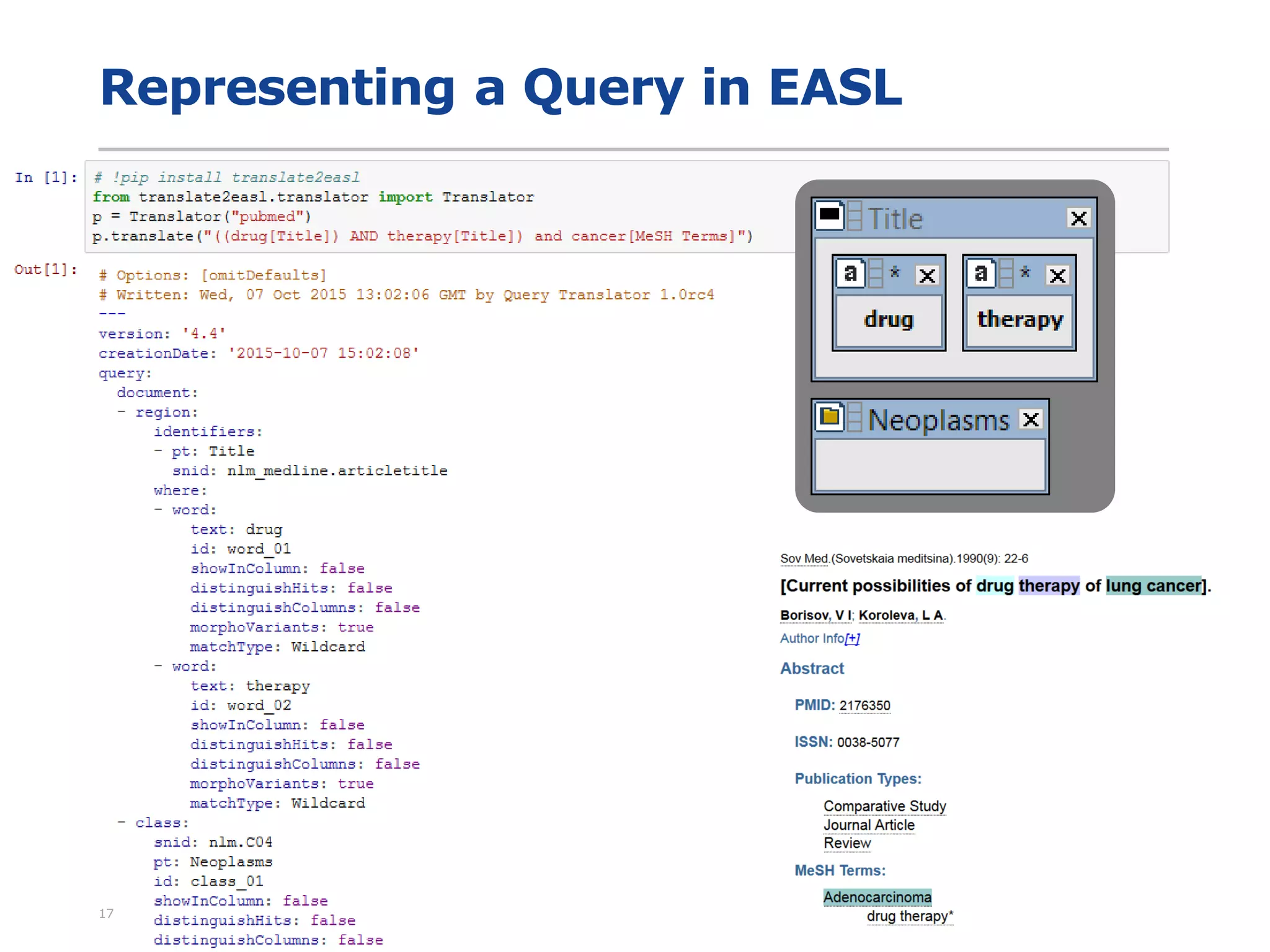 Representing a Query in EASL
17
 