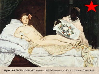 Figure 29-8 ÉDOUARD MANET, Olympia, 1863. Oil on canvas, 4’ 3” x 6’ 3”. Musée d’Orsay, Paris.
 