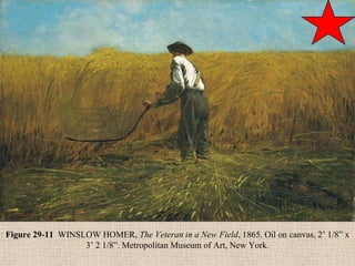 Figure 29-11 WINSLOW HOMER, The Veteran in a New Field, 1865. Oil on canvas, 2’ 1/8” x
                  3’ 2 1/8”. Metropolitan Museum of Art, New York.
 