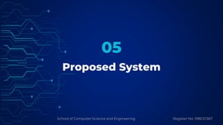 School of Computer Science and Engineering Register No: 19BCE1367
Proposed System
05
 