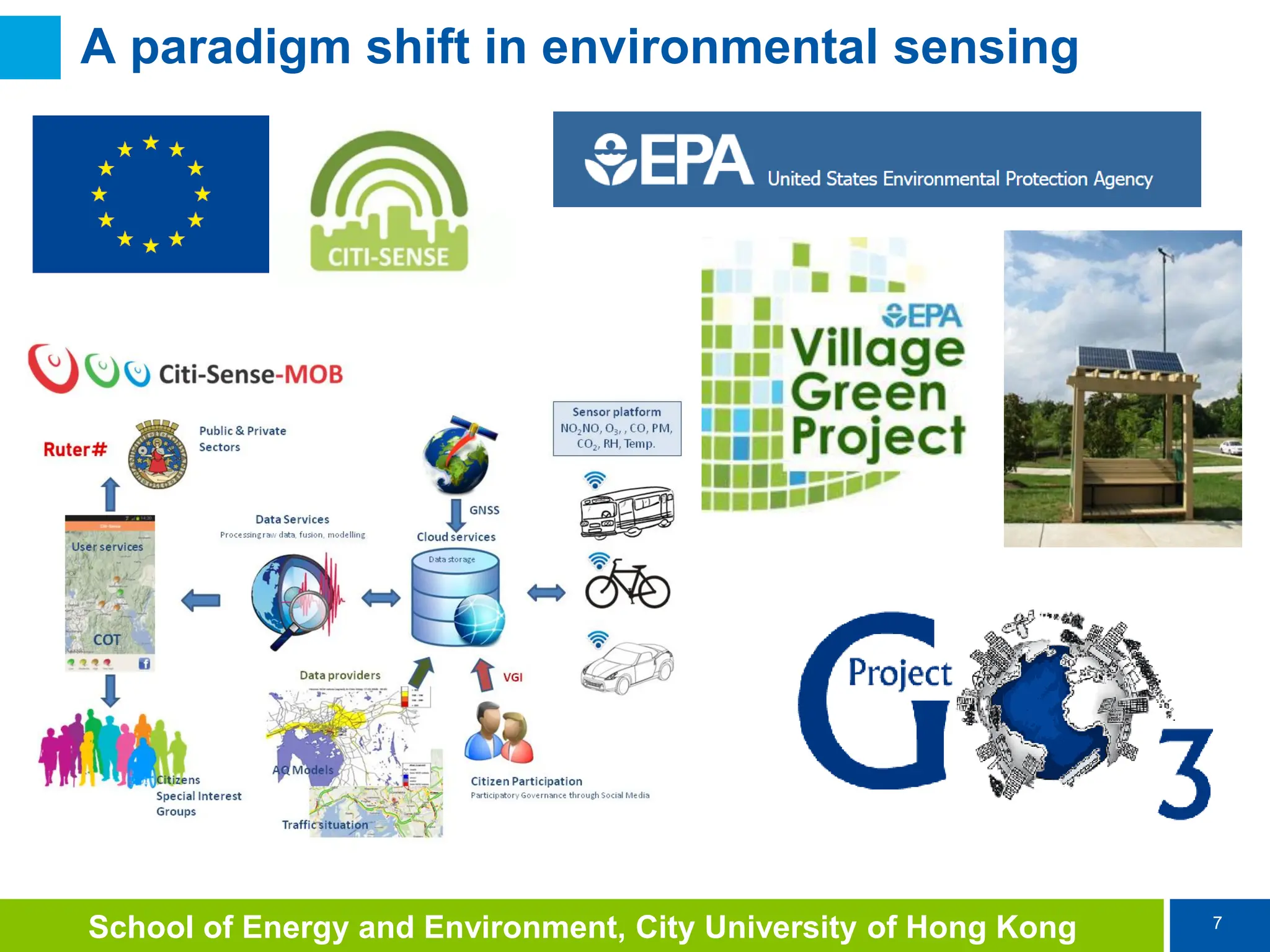 7
School of Energy and Environment, City University of Hong Kong
A paradigm shift in environmental sensing
“citizens’ observatories” to empower
citizens to contribute to and participate in
environmental governance,
 