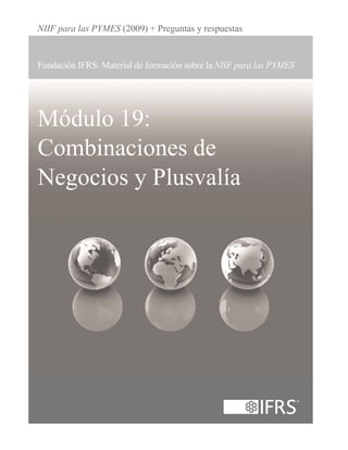 NIIF para las PYMES (2009) + Preguntas y respuestas 
Fundación IFRS: Material de formación sobre la NIIF para las PYMES 
Módulo 19: 
Combinaciones de 
Negocios y Plusvalía 
 