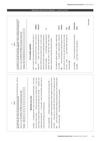13CAMBRIDGE ENGLISH: FIRST HANDBOOK FOR TEACHERS
READING AND USE OF ENGLISH | SAMPLE PAPER 1

























►
















































		 EXAM | LEVEL | PAPER	 SAMPLE PAPERREADING AND USE OF ENGLISH | SAMPLE PAPER 1
 
