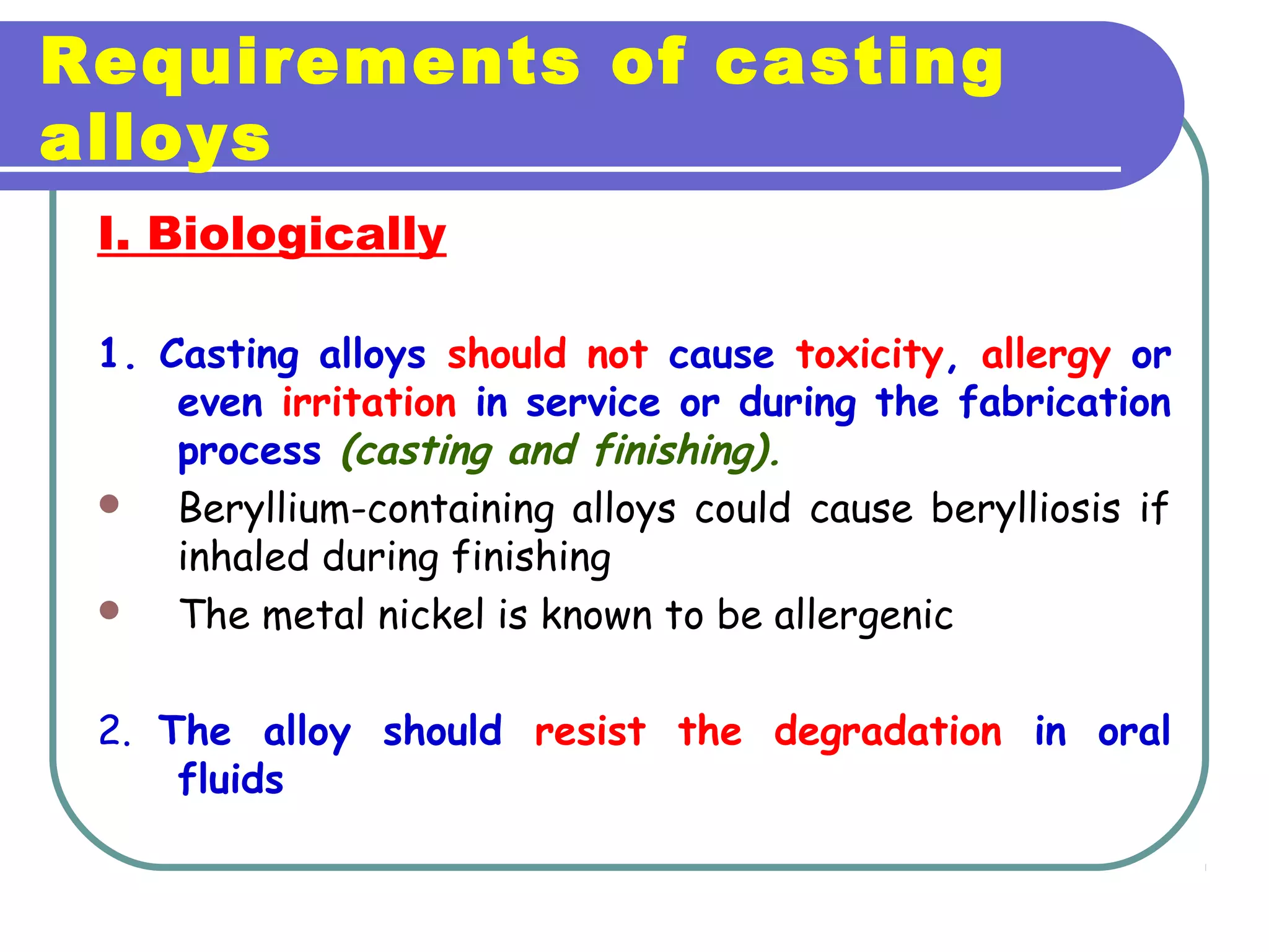 casting alloys dental material PPT