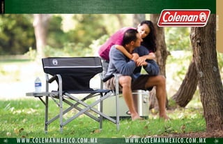 66 67
WWW.COLEMANMEXICO.COM.MXWWW.COLEMANMEXICO.COM.MX
M O B I L I A R I O
MOBILIARIO
SILLA PLEGABLE DE ACERO
• Diseñado para utilizarse en cualquier temporada.
• La estructura es 100% lavable.
• Estructura hecha de acero reforzado.
• El respaldo y el asiento son de poliéster y vienen acolchados.
• Se dobla para una transportación más práctica.
• Viene con asas para cargar.
• Soporta un peso de 102 Kg.
Modelo 2000003089
Modelo 2000003084
SILLA PORTÁTIL
• Disponibles en negra / gris / blanco.
• Tamaño: 58 x 50 x 77.5 cm.
• Material: aluminio.
• Soporta un peso de 102 kg.
• Peso 2.5 Kg.
Modelo 2000003086
SILLA PLEGABLE BROADBAND
• Viene con portavasos.
• Estructura de acero reforzada para mayor estabilidad.
• Soportes de uso rudo en el asiento para mayor durabilidad.
• Para interiores y exteriores.
• Tela en malla para mantener la frescura.
• Bolsa para transportar.
• Soporta hasta 102 Kg.
• Peso 3 Kg.
Modelo 2000003075
SILLA PLEGABLE CON HIELERA
• Diseñada para utilizarse en cualquier temporada.
• Tiene un portavasos lateral y una hielera lateral que sostiene hasta 4 latas.
• La estructura es lavable.
• Los altura de los brazos es ajustable.
• Estructura hecha de aluminio.
• El respaldo y el asiento son de poliéster.
• Se dobla para una transportación más práctica.
• Soporta hasta 130 Kg.
SILLA PORTÁTIL CON CHAROLA
• Disponibles en negra / gris / blanco.
• Tamaño: 58 x 50 x 91 cm.
• Material: aluminio.
• Soporta un peso de 102 kg.
• Peso 3.5 Kg.
Modelo 2000003082
 