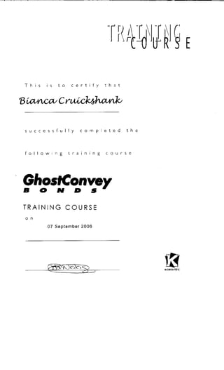 BD - GhostConvey Bonds Certificate