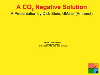 A CO 2  Negative Solution A Presentation by Dick Stein, UMass (Amherst) 