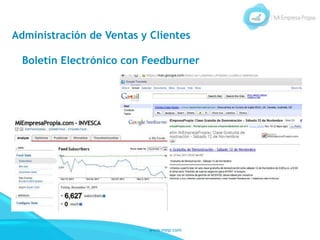 www.mep.com
Administración de Ventas y Clientes
Boletín Electrónico con Feedburner
 
