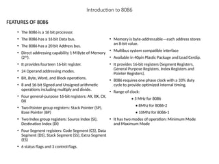 Comprehensive Overview of 8086 Microprocessor Architecture and ...