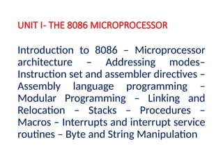 Comprehensive Overview of 8086 Microprocessor Architecture and ...