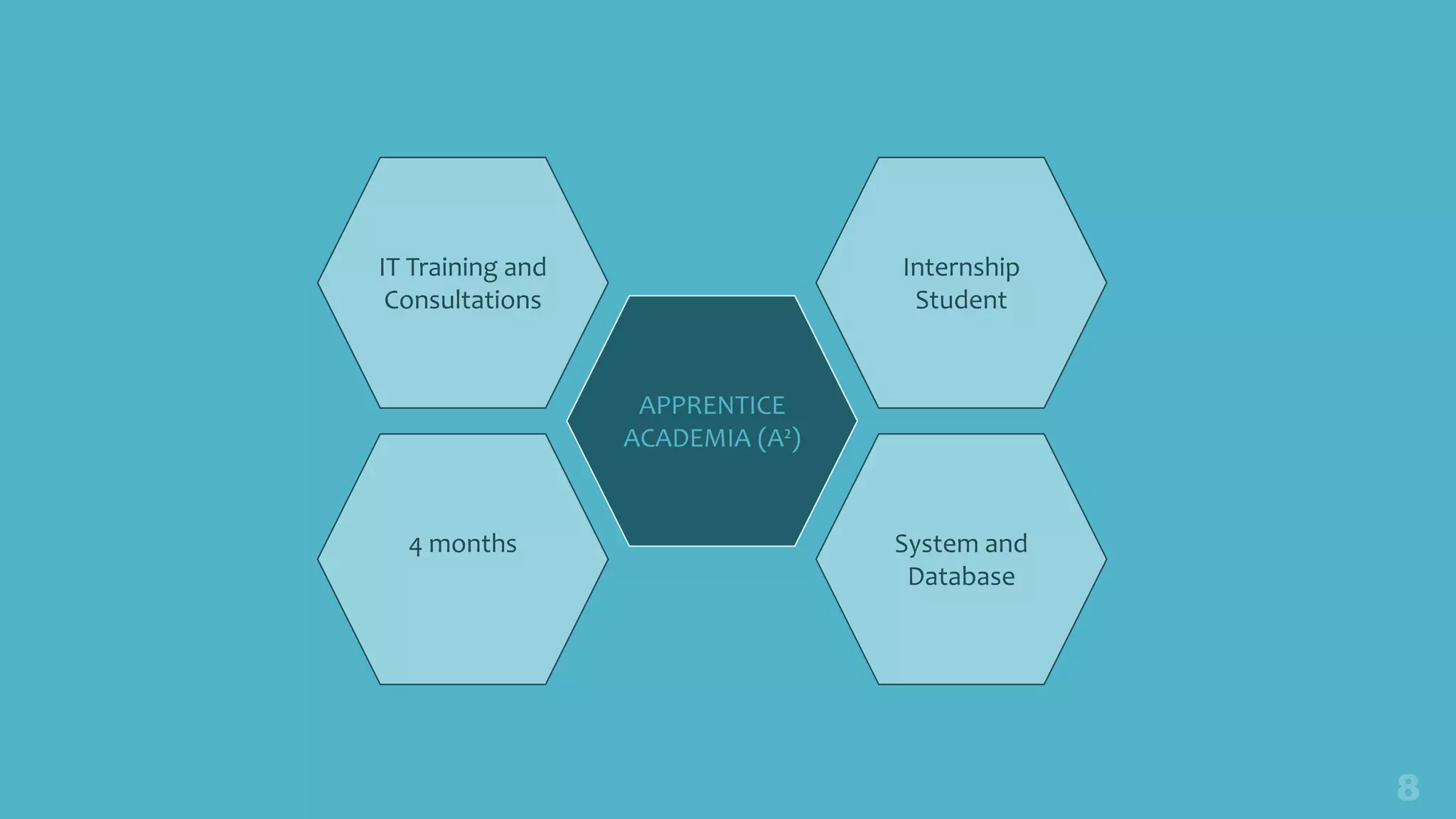 APPRENTICE
ACADEMIA (A²)
IT Training and
Consultations
4 months
Internship
Student
System and
Database
 