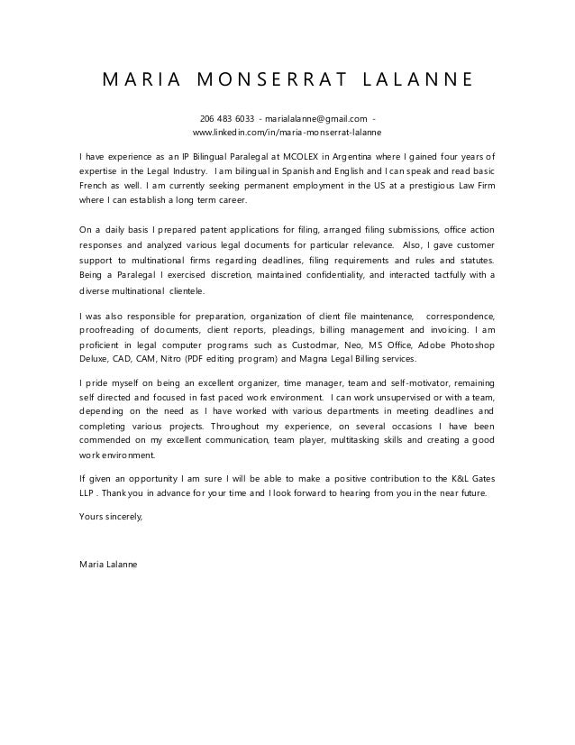 paralegal internship cover letter